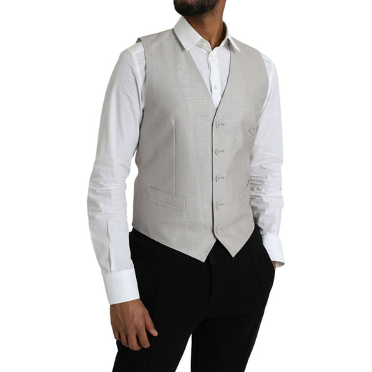 Dolce & Gabbana Light Gray Wool Formal Dress Waistcoat Vest Dolce & Gabbana Gray