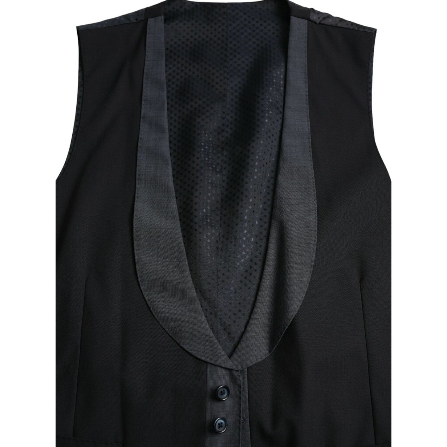 Dolce & Gabbana Black Wool Waistcoat Dress Formal Vest TSH851989-48