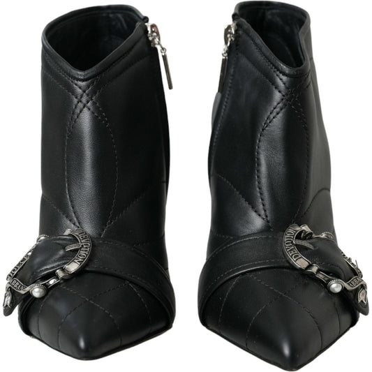 Dolce & Gabbana Black Devotion Quilted Buckled Boots Shoes Dolce & Gabbana Black