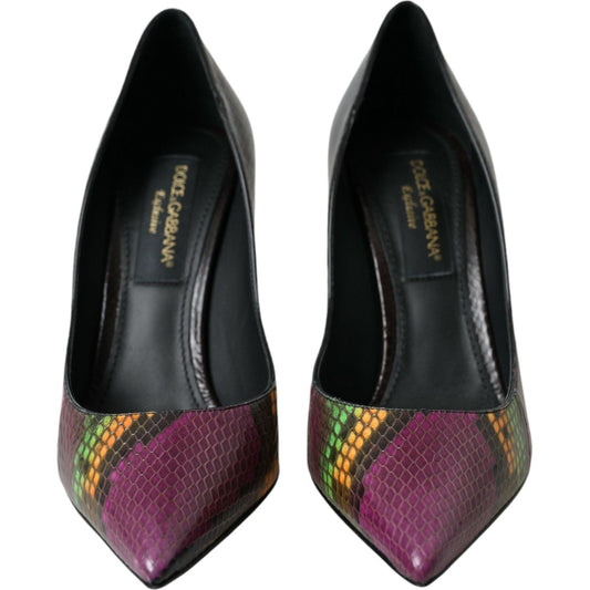 Dolce & Gabbana Multicolor Exotic Leather Heels Pumps Shoes Dolce & Gabbana Black