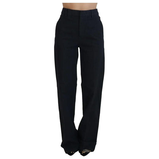 Dsquared² Black Checkered High Waist Straight Pants Dsquared² Black