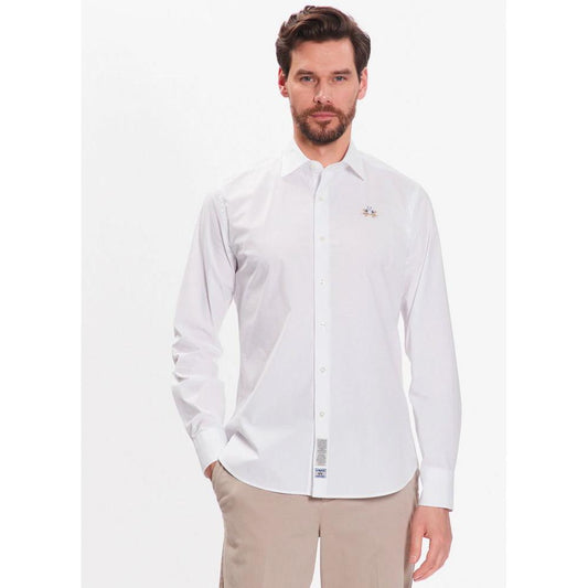 La Martina White Cotton Shirt La Martina Lavender