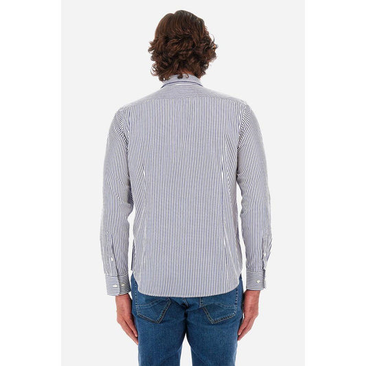 La Martina White Cotton Shirt La Martina Dark Slate Gray