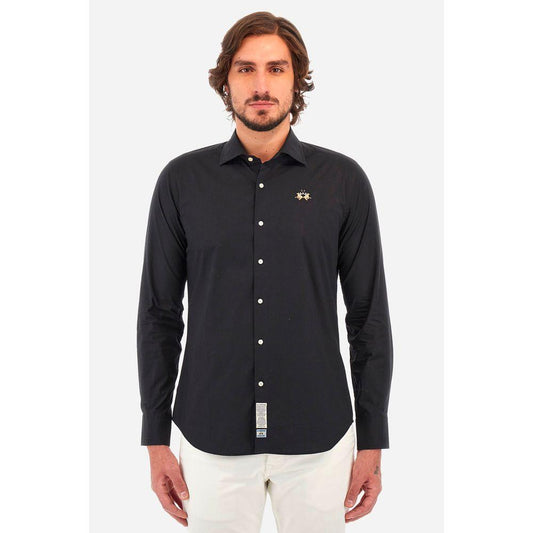 La Martina Blue Cotton Shirt La Martina Dark Slate Gray