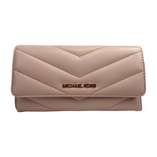 Michael Kors Jet Set Travel Large Quilted Leather Trifold Wallet Powder Blush Michael Kors Rosy Brown