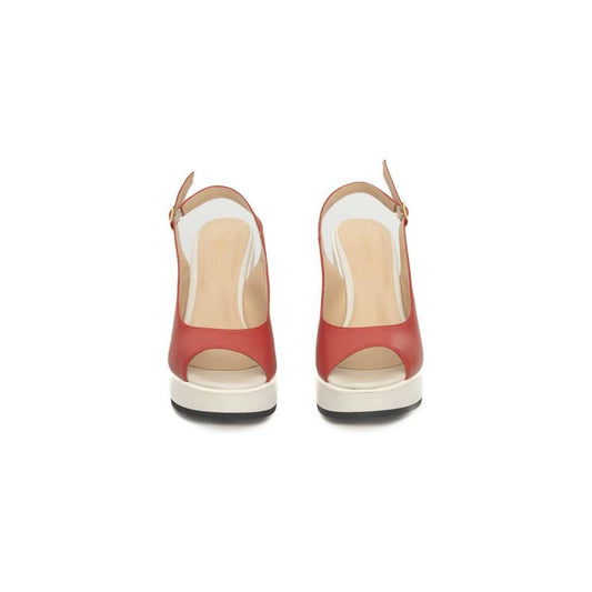Cerruti 1881 Red Calfskin Women Sandal Cerruti 1881 Tan