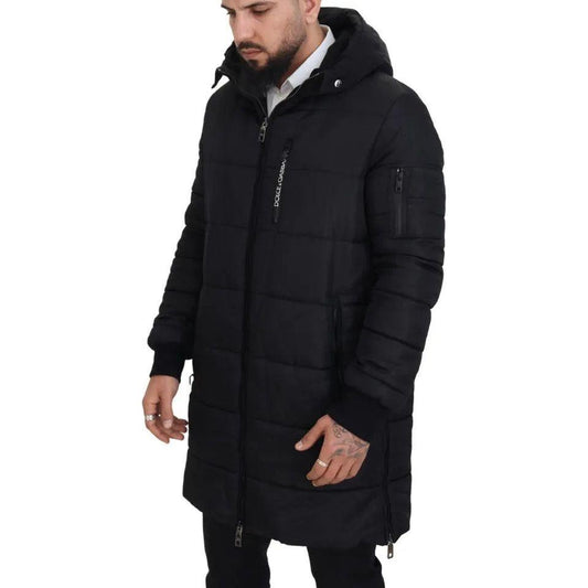 Dolce & Gabbana Black Nylon Hooded Parka Coat Winter Jacket Dolce & Gabbana Black