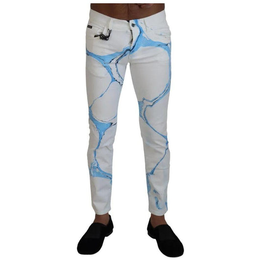 Dolce & Gabbana White Blue Cotton Skinny Denim Jeans PAN73205-44