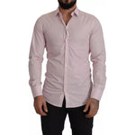 Dolce & Gabbana Light Pink Cotton Dress Formal Men GOLD Shirt TSH82969-39