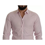 Dolce & Gabbana Light Pink Cotton Dress Formal Men GOLD Shirt TSH82969-39