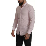 Dolce & Gabbana Light Pink Cotton Dress Formal Men GOLD Shirt TSH82969-39