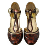 Dolce & Gabbana Gold Leopard T-strap Pumps Sandals Shoes LA7775-41