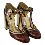 Dolce & Gabbana Gold Leopard T-strap Pumps Sandals Shoes LA7775-41