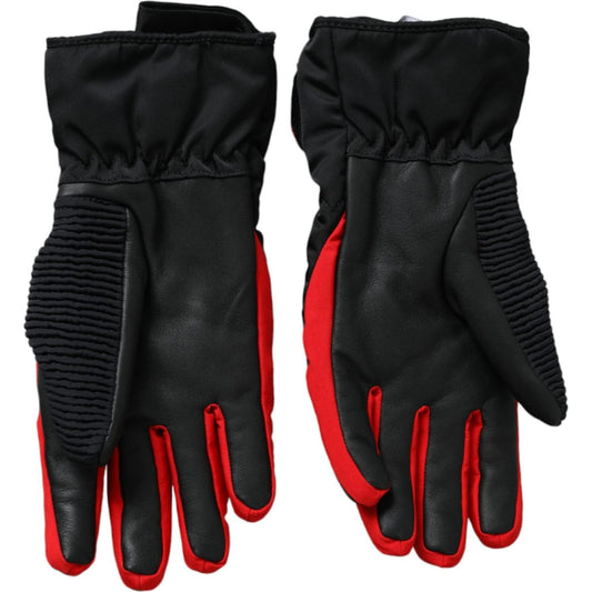 Dolce & Gabbana Black Red Nylon Wrist Length Gloves LB30144-7.5