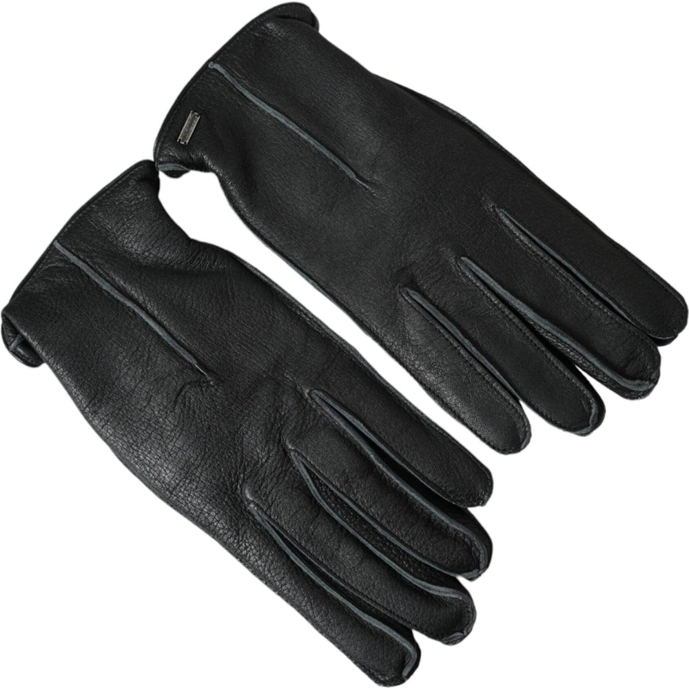 Dolce & Gabbana Black Deer Leather Wrist Length Gloves LB30148-9