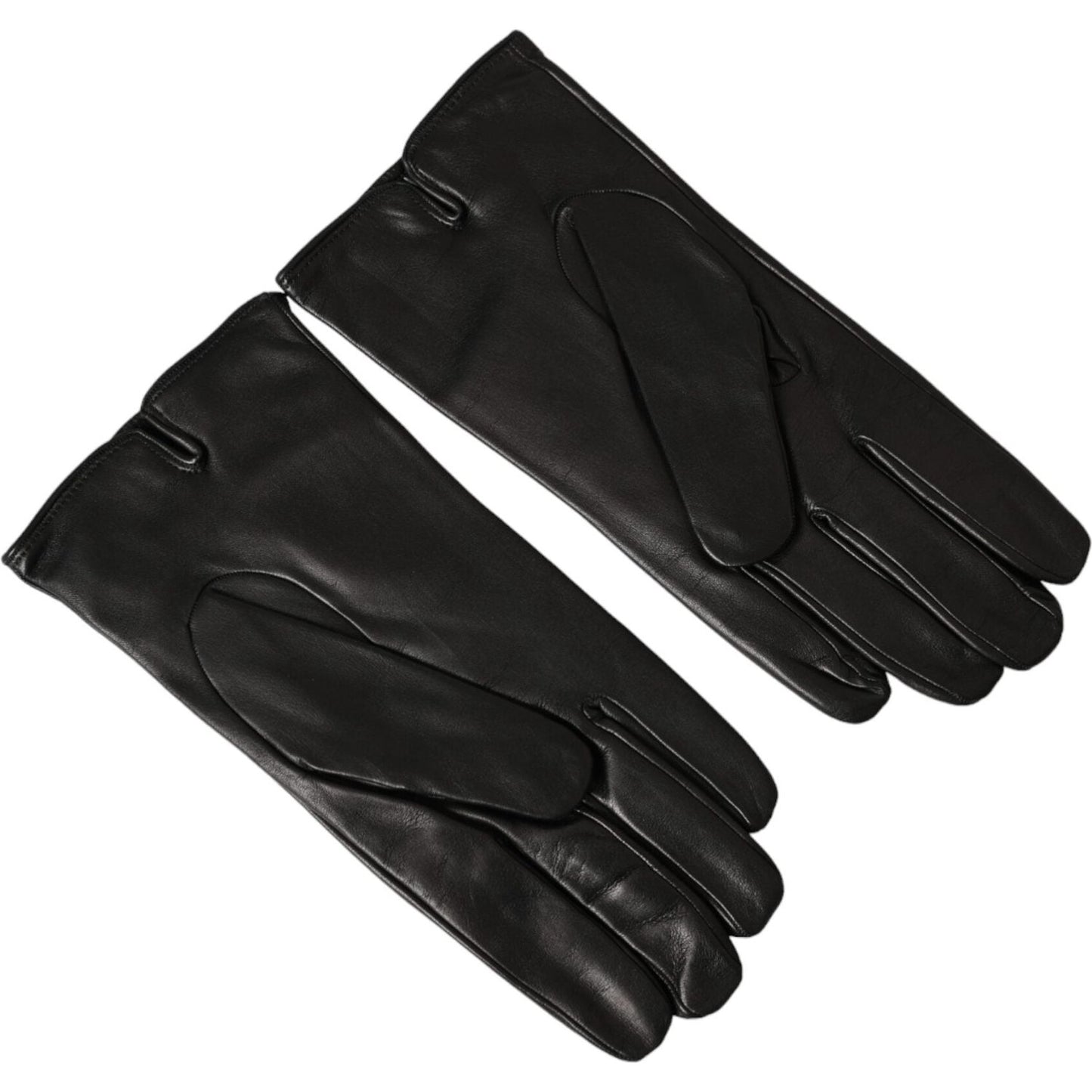 Dolce & Gabbana Black Leather Embossed Logo Short Hands Gloves LB30150-10.5