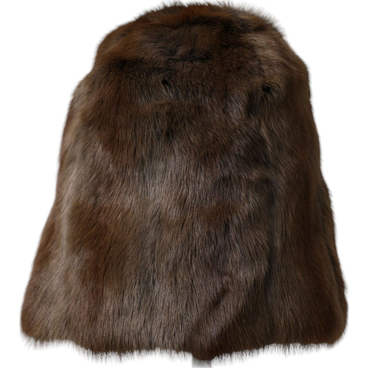 Dolce & Gabbana Brown Weasel Fur Womens Cashmere Hat Beanie Dolce & Gabbana Dark Slate Gray