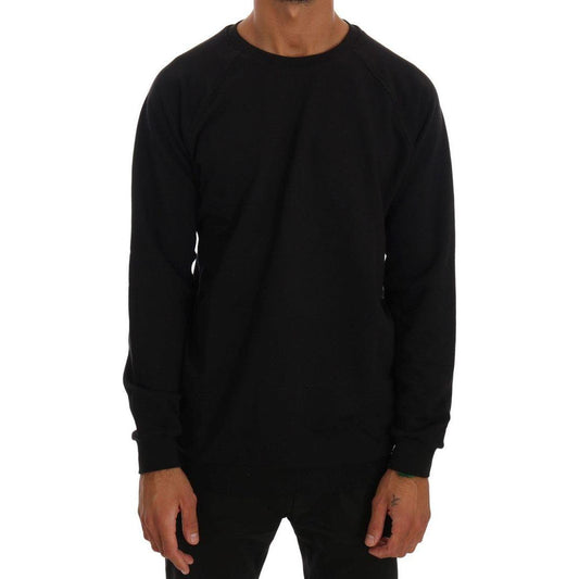 Daniele Alessandrini Black Crewneck Cotton Pullover Sweater TSH1352-3