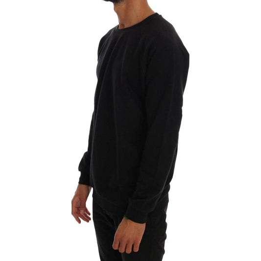 Daniele Alessandrini Black Crewneck Cotton Pullover Sweater TSH1352-3