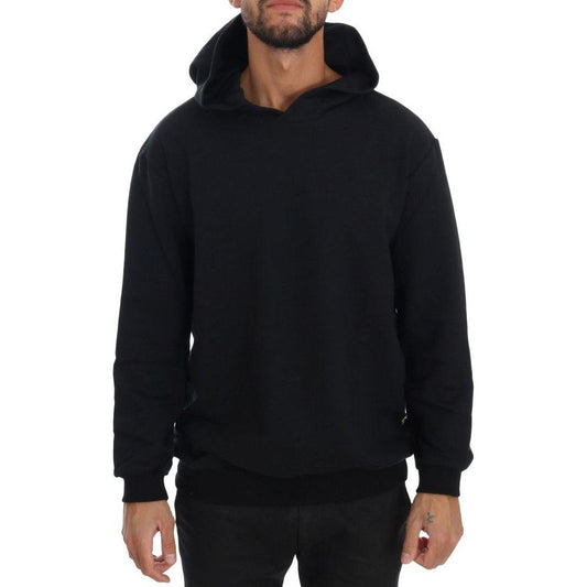 Daniele Alessandrini Black Gym Casual Hooded Cotton Sweater TSH1503-5