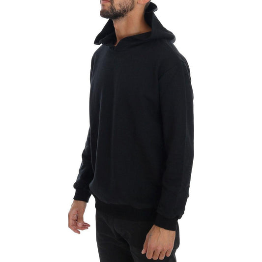 Daniele Alessandrini Black Gym Casual Hooded Cotton Sweater TSH1503-5