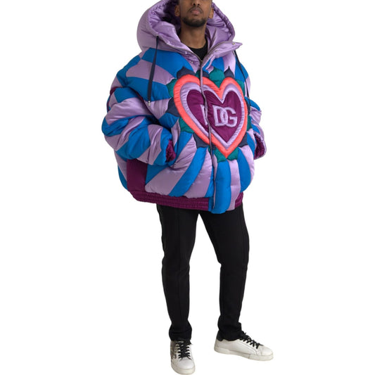 Dolce & Gabbana Multicolor Heart Logo Hooded Puffer Jacket Dolce & Gabbana Dark Slate Gray