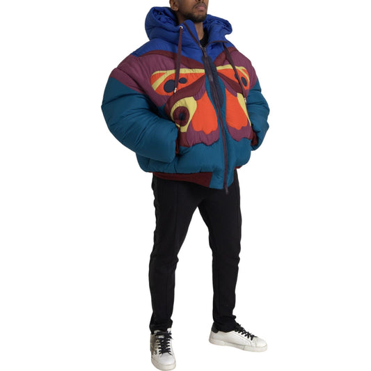 Dolce & Gabbana Multicolor Butterfly Hooded Puffer Jacket Dolce & Gabbana Dark Slate Gray