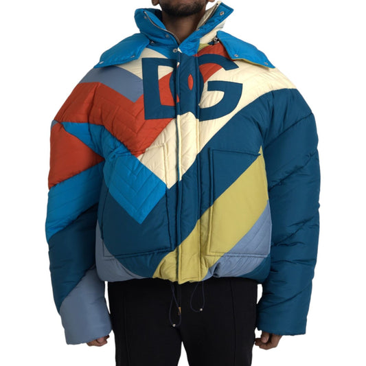 Dolce & Gabbana Multicolor Logo Windbreaker Puffer Jacket Dolce & Gabbana Dark Slate Gray
