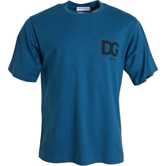 Dolce & Gabbana Blue Logo Round Neck Short Sleeves T-shirt Dolce & Gabbana Dark Slate Gray