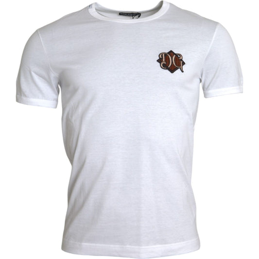 Dolce & Gabbana White Logo Embroidery Short Sleeve T-shirt Dolce & Gabbana Light Gray