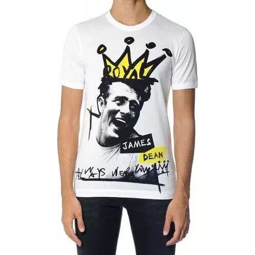 Dolce & Gabbana White Graphic Cotton Short Sleeves Men T-shirt Dolce & Gabbana Black