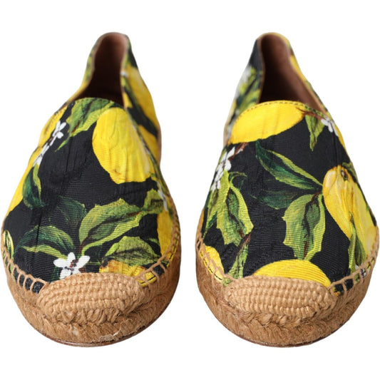 Dolce & Gabbana Multicolor Lemon Slip On Espadrilles Shoes Dolce & Gabbana Dark Khaki