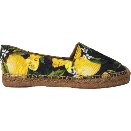 Dolce & Gabbana Multicolor Lemon Slip On Espadrilles Shoes Dolce & Gabbana Dark Olive Green