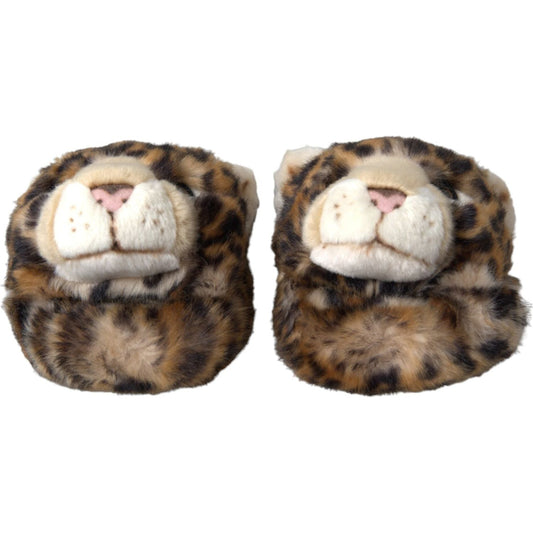 Dolce & Gabbana Brown Tiger Slippers Flats Sandals Shoes Dolce & Gabbana Dim Gray