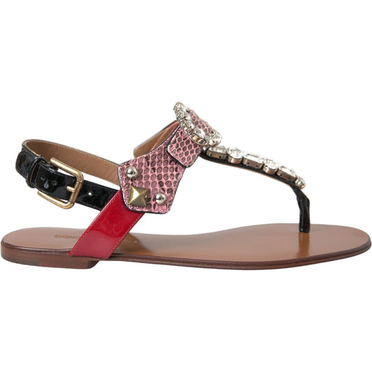Dolce & Gabbana Multicolor Crystal Sandals Flip Flops Shoes Dolce & Gabbana Dim Gray
