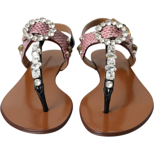 Dolce & Gabbana Multicolor Crystal Sandals Flip Flops Shoes Dolce & Gabbana Sienna