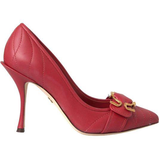 Dolce & Gabbana Red Devotion Leather Heels Pumps Shoes Dolce & Gabbana Brown