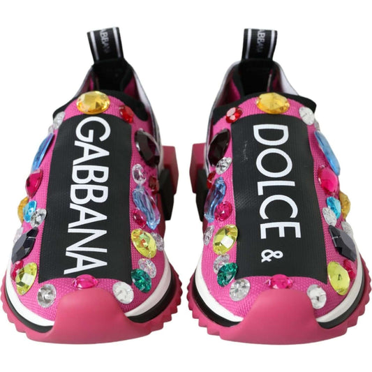 Dolce & Gabbana Pink Sorrento Crystals Sneakers Shoes Dolce & Gabbana Dark Slate Gray