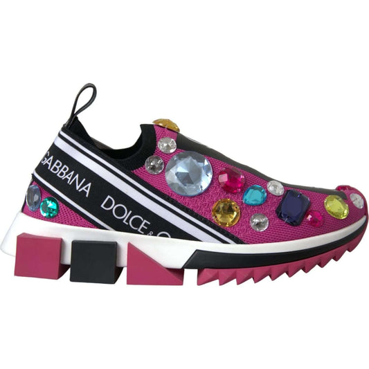 Dolce & Gabbana Pink Sorrento Crystals Sneakers Shoes Dolce & Gabbana Maroon