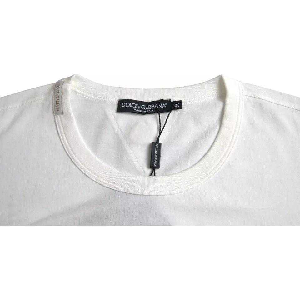 Dolce & Gabbana White Logo Floral Cotton Crew Neck T-shirt TSH851967-50