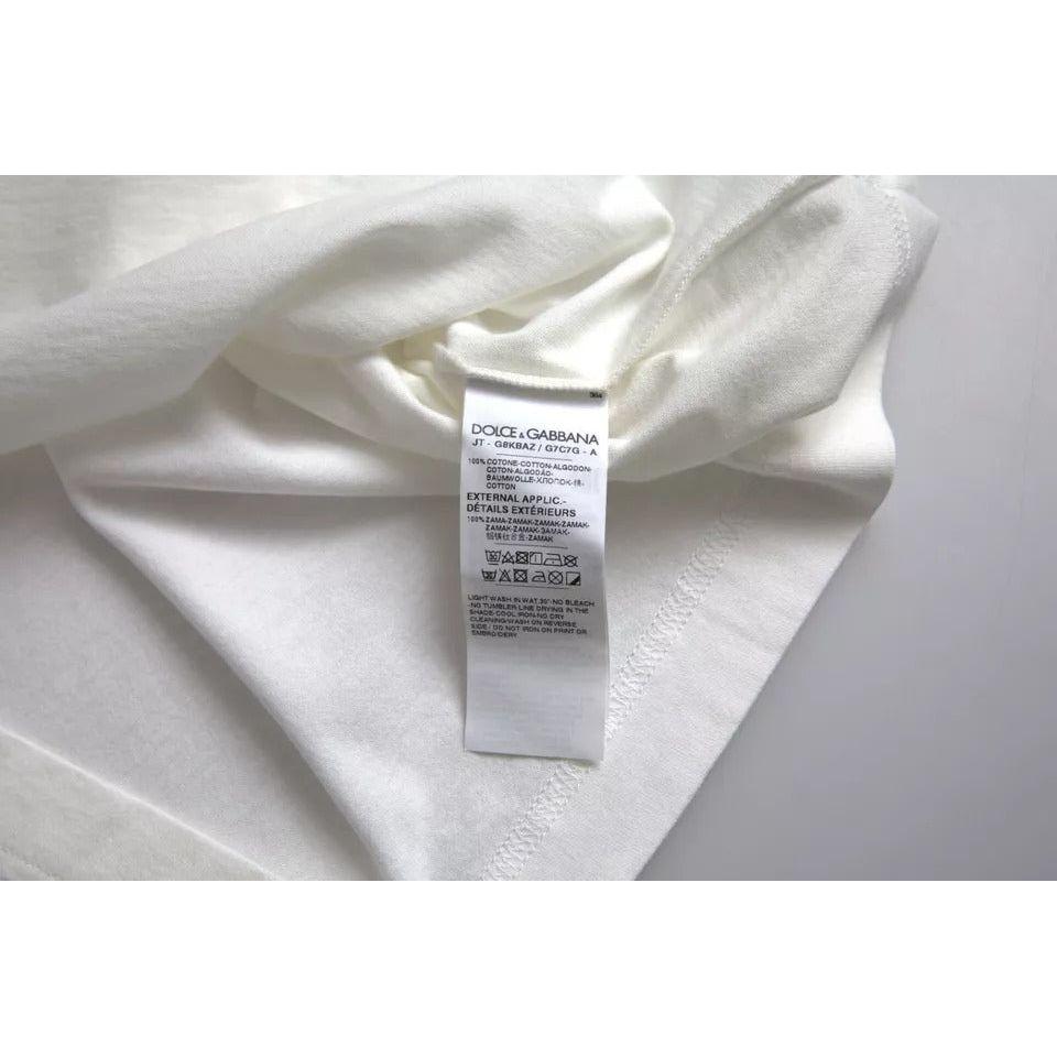 Dolce & Gabbana White Logo Floral Cotton Crew Neck T-shirt TSH851967-50