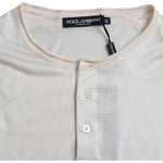 Dolce & Gabbana White Short Button Closure Silk Top T-shirt TSH84862-52