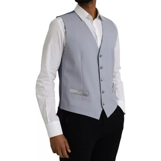 Dolce & Gabbana Light Blue Wool Formal Dress Waistcoat Vest TSH86214-50