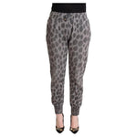 Dolce & Gabbana Gray Leopard Print Sweatpants Jogger Pants Dolce & Gabbana Dim Gray