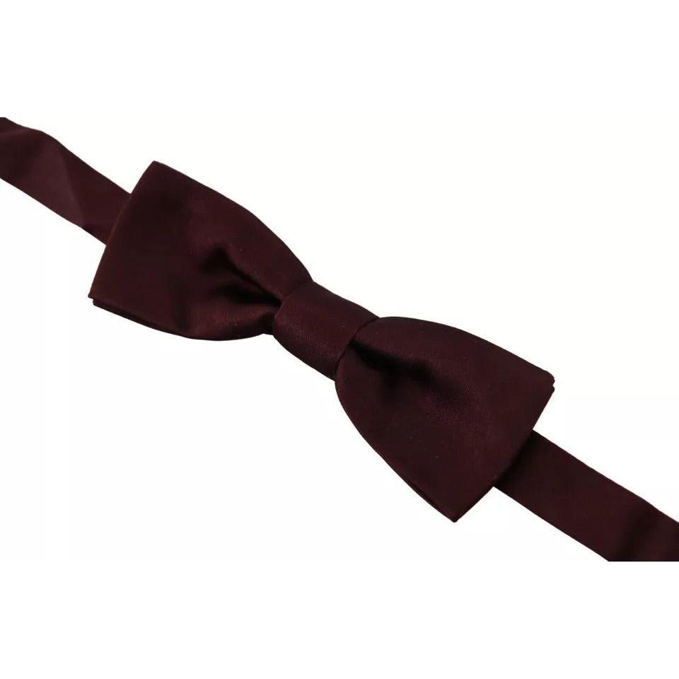 Dolce & Gabbana Bordeaux Silk Adjustable Neck Men Bow Tie