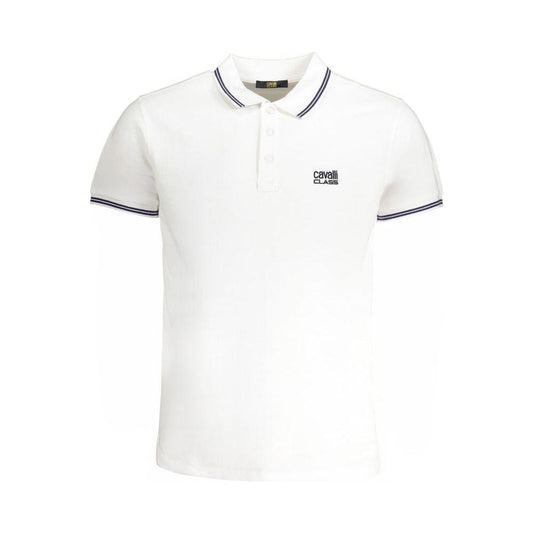 Cavalli Class White Cotton Polo Shirt Cavalli Class White Smoke