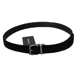 Dolce & Gabbana Black Velvet Leather Silver Buckle Belt BEL60873-95