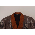 Dolce & Gabbana Bronze Monkey Print Silk Slim Jacket Blazer KOS2124-46