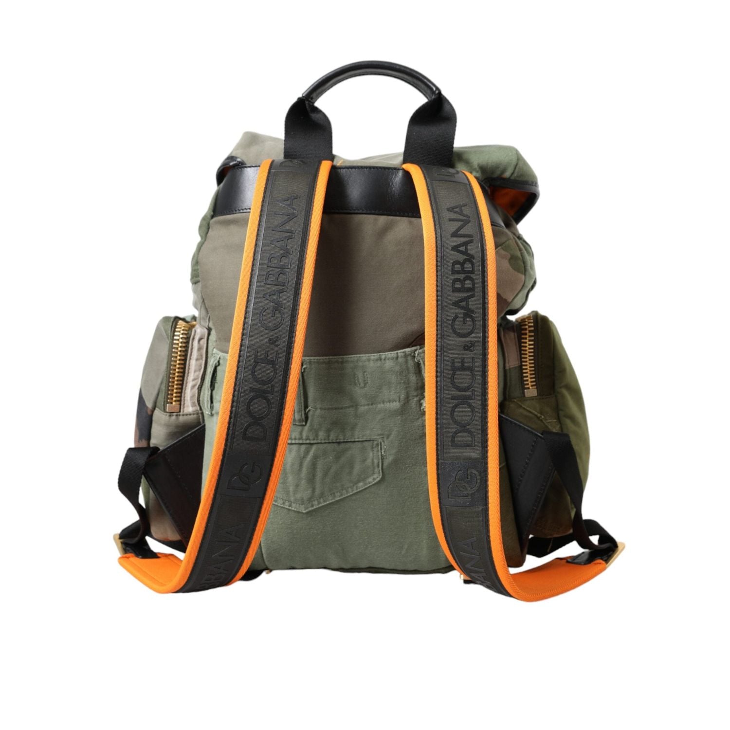 Dolce & Gabbana Military Green Patchwork Rucksack Backpack Bag