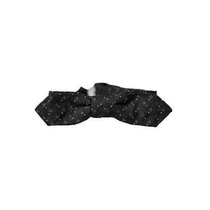Dolce & Gabbana Black Silk Patterned Adjustable Neck Men Papillon Bow Tie